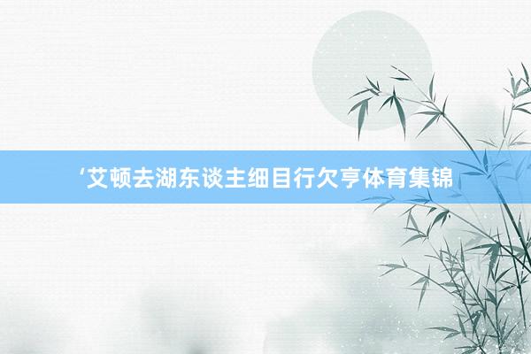 ‘艾顿去湖东谈主细目行欠亨体育集锦